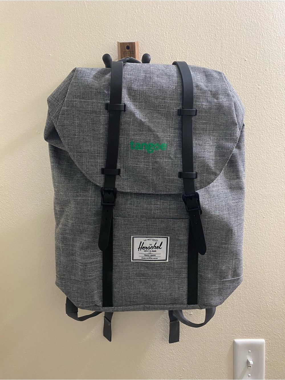 Herschel Supply Company Grey Canvas Backpack with Black Straps
